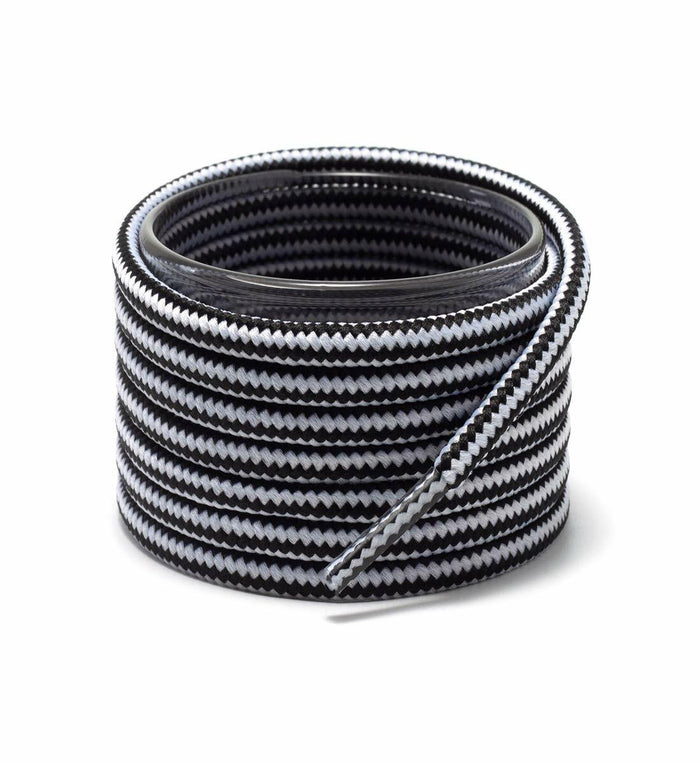 Shoemate Round Boot Shoelaces for Work Boots Hiking Shoes White/Black 60"
