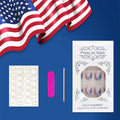 Independence Day Press On Nails Short Square USA Flag Patriotic Design