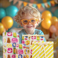 LaRibbons Reversible Birthday Wrapping Paper 17in x 33ft Birthday Star Color