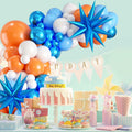 Sowide Orange Blue White Balloon Garland Arch Kit with Star Foil Balloons