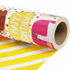 LaRibbons Reversible Birthday Wrapping Paper 17in x 33ft Birthday Star Color