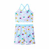 PATPAT Girls 2-Piece Tankini Swimsuit Set Sky Blue Fish Mermaid Size 8-9