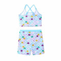 PATPAT Girls 2-Piece Tankini Swimsuit Set Sky Blue Fish Mermaid Size 8-9