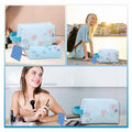 LOYEJEGL Travel Cosmetic Bag with Double Sided Mirror & Brush Bag Blue