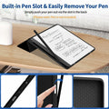 Sanyetral PU Leather Stand Cover Two Angles Pen Holder Auto Sleep/Wake Black