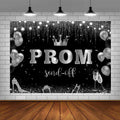 AIBIIN 7x5ft Black Silver Prom Send Off Backdrop Banner Graduation 2025