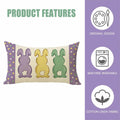 Fahrendom Easter Peeps Bunny Lumbar Pillow Case12x20 Purple Rabbit Cotton Linen