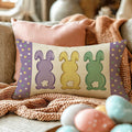 Fahrendom Easter Peeps Bunny Lumbar Pillow Case12x20 Purple Rabbit Cotton Linen