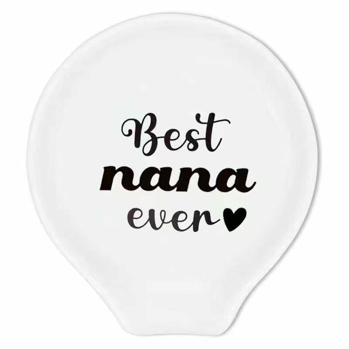 LXX1 Ceramic Spoon Rest Coffee Holder Mini Porcelain Nana Pattern White