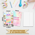 Preuf Cat Birthday Invitations 20 Cards + Envelopes Rainbow Paw-ty Double-Sided