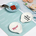 LXX1 Ceramic Spoon Rest Coffee Holder Mini Porcelain Nana Pattern White