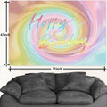 Szivuzoy Tie Dye Birthday Banner Rainbow Unicorn Pastel Girl Party Decor