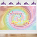Szivuzoy Tie Dye Birthday Banner Rainbow Unicorn Pastel Girl Party Decor