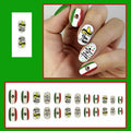 Mexican Press on Nails 24pcs Oval False Nails with Glue Flag Hat Design