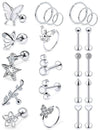 Oufksiyy 16G Surgical Steel Purple Rainbow Tragus Piercing Jewelry
