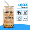 9BUTERFLY Sunflower Leopard Coffee Glass Mug 16oz Bamboo Lid Straw