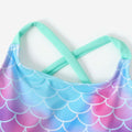 PATPAT Girls 2-Piece Tankini Swimsuit Set Light Green Fish Mermaid Size 6-7