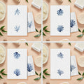 COWEB Coastal Beach Kitchen Towels Set of 4 Blue Coral Hand Towels 16x24in