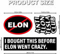 Generic 6PCS Waterproof Elliptical No Elon Window Bumper Stickers Black White