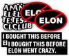 Generic 6PCS Waterproof Elliptical No Elon Window Bumper Stickers Black White