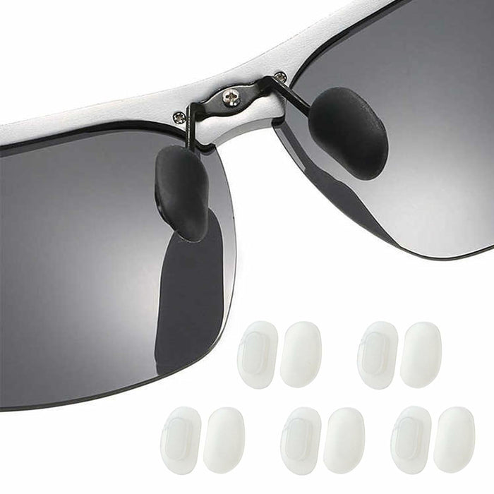 TORWOL 5 Pairs Silicone Glasses Nose Pads Push-in Anti-Slip Black Replacement