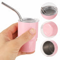SAVITA Mini Tumbler Shot Glass Set 3oz Pink Stainless Steel with Lids Straw