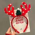 QUNQINLI Christmas Deer Antlers Headband Plush Red Style F 1PCS