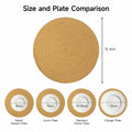 WEAVELYRICS 15" Round Braided Cotton Placemats Brown Set of 4