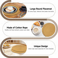 WEAVELYRICS 15" Round Braided Cotton Placemats Brown Set of 4