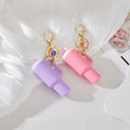 Sanyaa Initial Mini Cup Keychain Accessories Stanley Cup Purple B