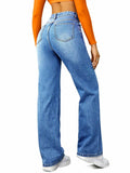 FUNUCA Women’s High Waist Wide Leg Stretch Denim Jeans Blue Size 8