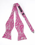 HISDERN Pink Floral Paisley Polyester Bow Tie & Pocket Square Set Size One Size