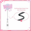 Kimoli Embroidery Pink Bow Nurse Badge Reel Retractable Pink Clip
