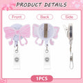 Kimoli Embroidery Pink Bow Nurse Badge Reel Retractable Pink Clip