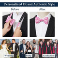 HISDERN Pink Floral Paisley Polyester Bow Tie & Pocket Square Set Size One Size