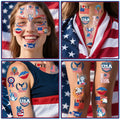 eboozone 4th of July Temporary Tattoos 68pcs Patriotic USA Flag Red/Blue