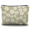 Likjad Sage Green Linen Cosmetic Bag Daisy Decor