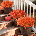 INQCMY Artificial Fall Flowers 12 Bundles Faux Pansies Orange UV Resistant