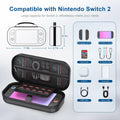 STARTRC GAMES Switch 2 Carrying Case Large PU Hard Travel Bag Black
