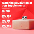 BestBy12/25 Natures Aid Chewable Iron Supplement Strawberry Flavor 2Month Supply