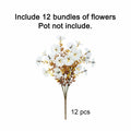 HyeFlora Fake Mums Artificial Fall Flowers 12 Bundles White Silk Morning Glory