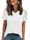 Magritta Women's Lace V-Neck Short Sleeve Tee White Size 3XL