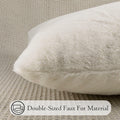 JoraLion Faux Fur Lumbar Pillow Cover 14x36 inch Cream Rabbit Plush 1 Cover