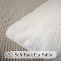 JoraLion Faux Fur Lumbar Pillow Cover 14x36 inch Cream Rabbit Plush 1 Cover