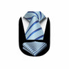[Like New] HISDERN Men's Silk Striped Necktie & Handkerchief Set Light Green Size 8.5cm
