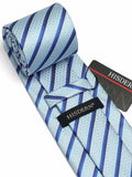 [Like New] HISDERN Men's Silk Striped Necktie & Handkerchief Set Light Green Size 8.5cm