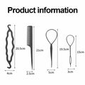 ZZJB Women's Hair Styling Set 7-Piece Black Resin French Braid Tools
