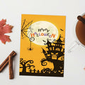 MINGUANGXIXSW Halloween Greeting Card Spooky Castle Moon Design with Envelope