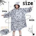 REXEO Halloween Flannel Hoodie Blanket with Pocket Black One Size