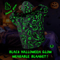 REXEO Halloween Flannel Hoodie Blanket with Pocket Black One Size